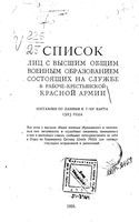 Список лиц с высшим общим военным образованием состоящих на службе в Рабоче-крестьянской Красной армии